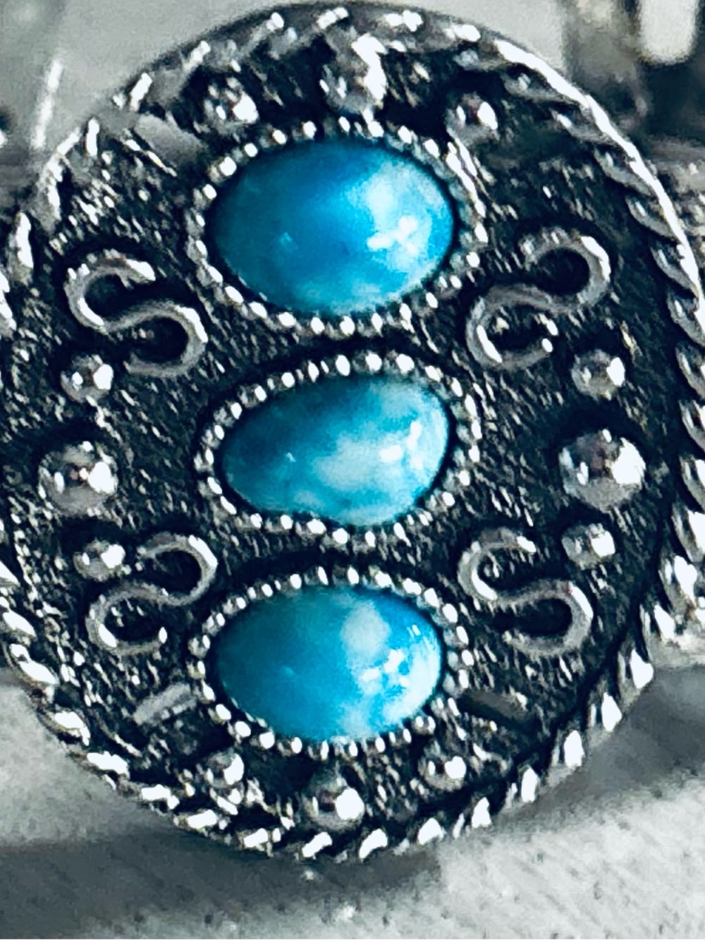 Turquoise Stone Sterling Silver Cuff Bracelet - Picture 3 of 5